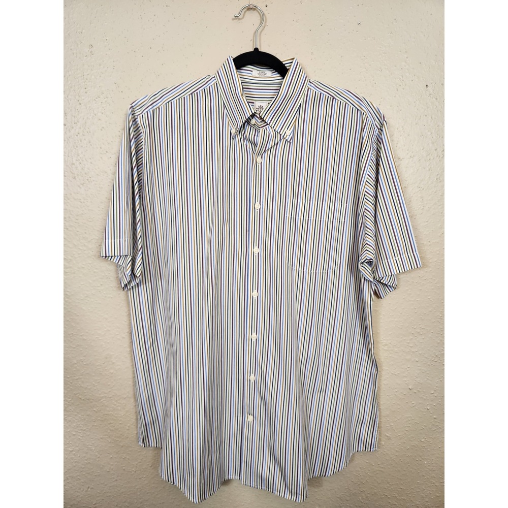 Peter Millar Striped Button Up Short Sleeve Casual Shirt Multicolor Large